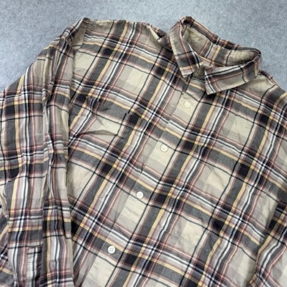 Abercrombie Fitch Flannel Long Sleeve Shirt Mens M Tall Brown Plaid Relaxed Soft